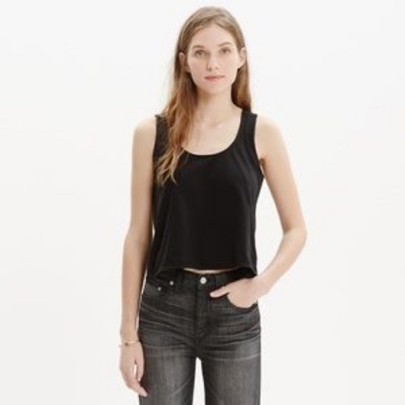 Madewell Cross Back Crop Tank Black XS - Picture 2 of 7